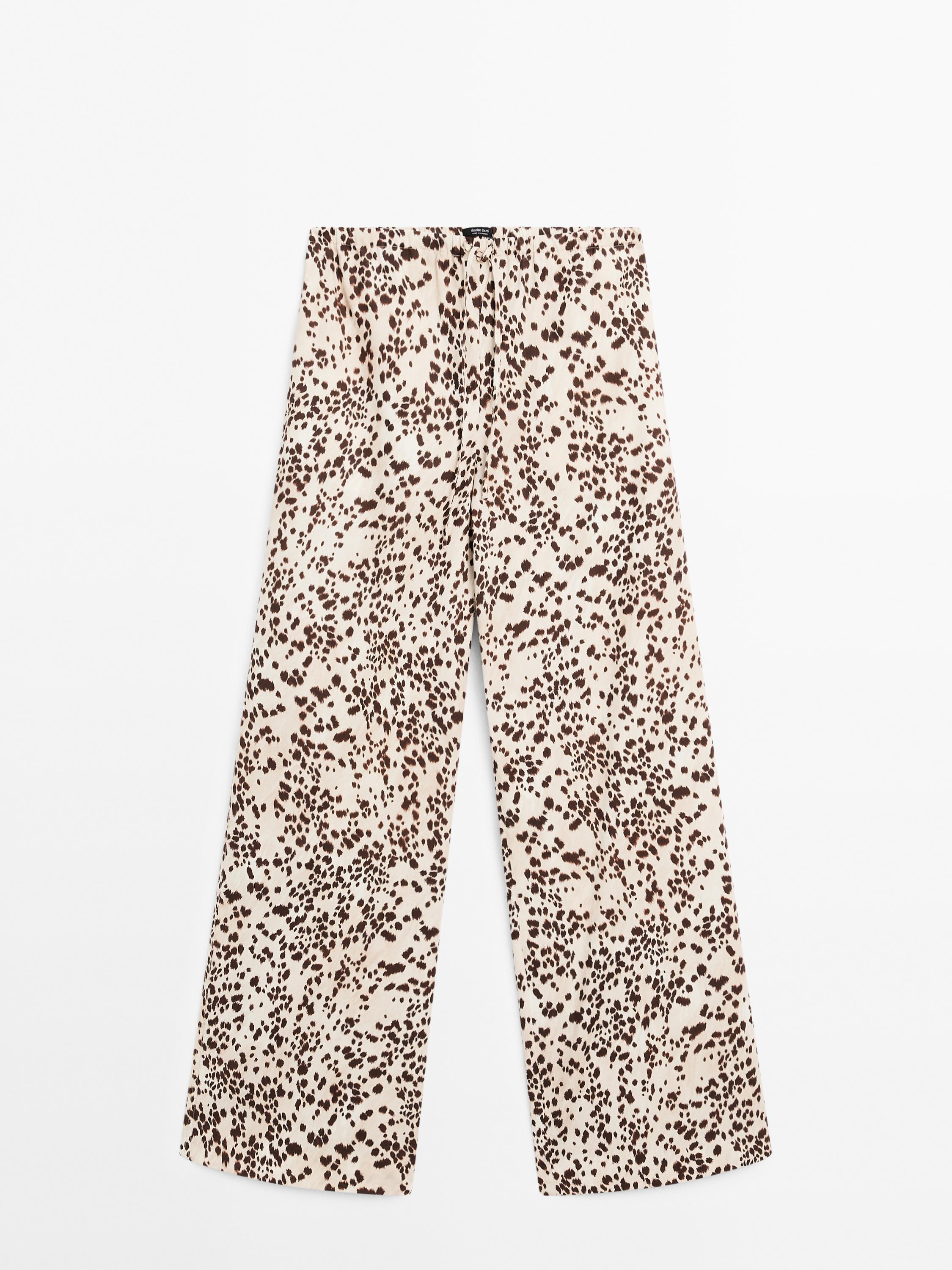 Animal print straight-leg trousers